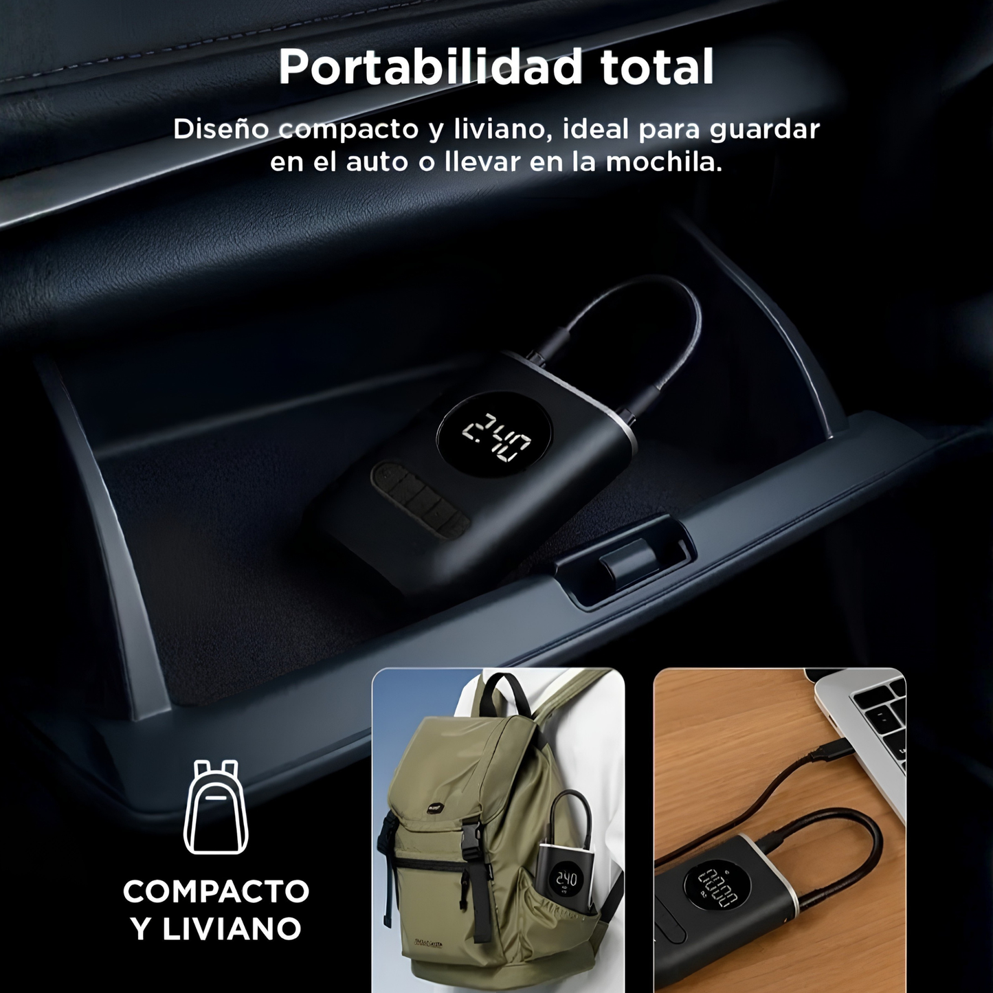 Compresor Inflador Portátil Digital